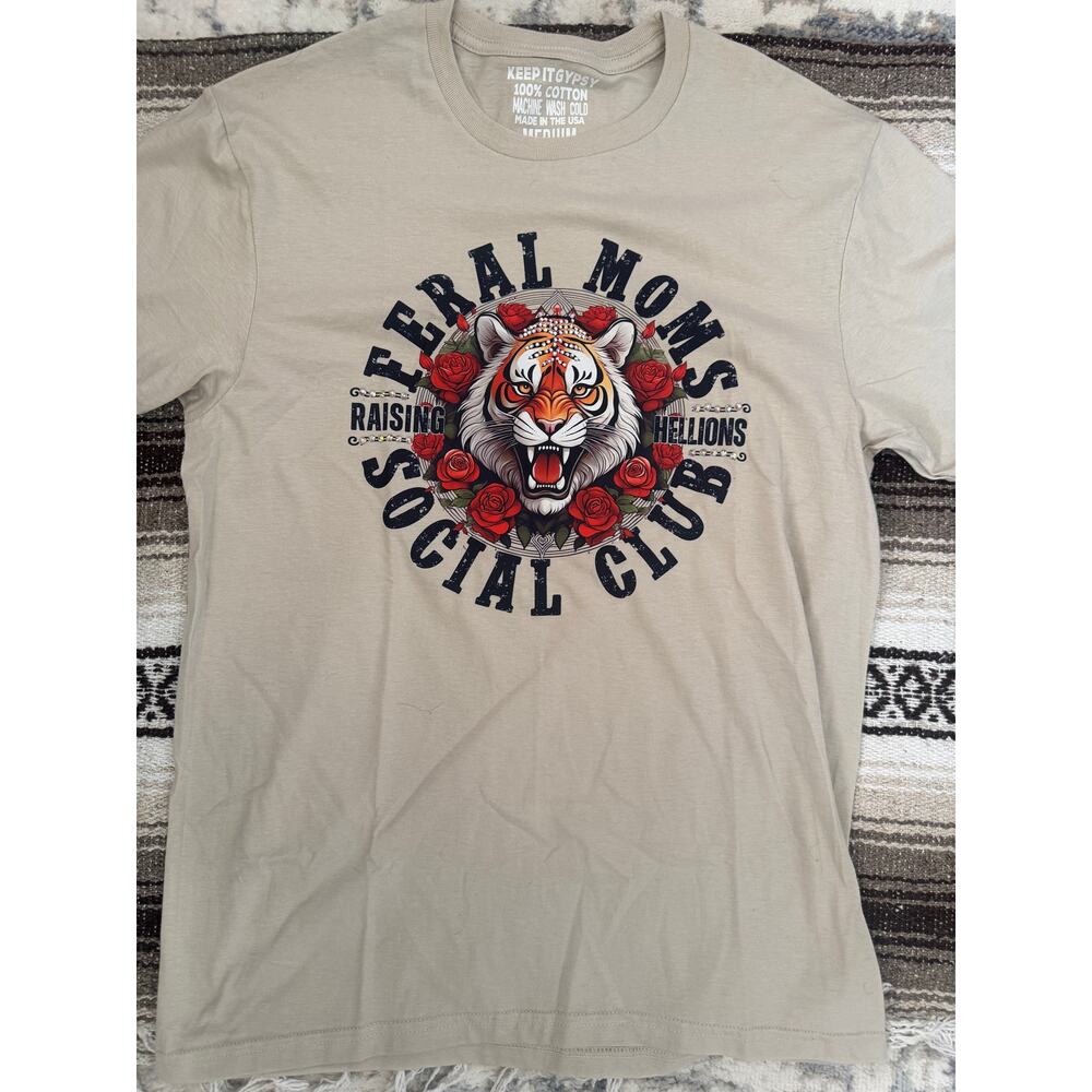 Keep It Gypsy Feral Mom’s Social Club Tee XL NWOT Rhinestone Graphic Tee
